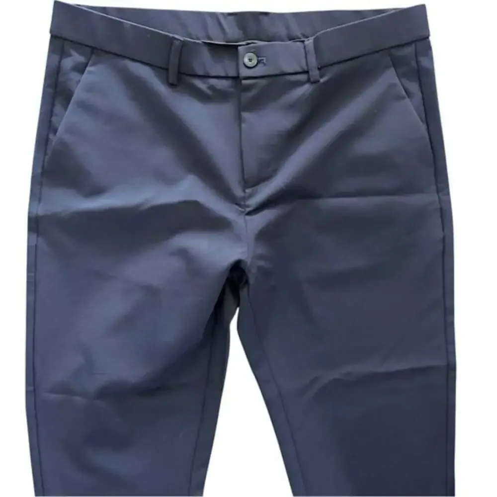Plaid&Plain Men's Stretch Dress Pants Slim Fit Skinny Navy Blue 38Wx32L